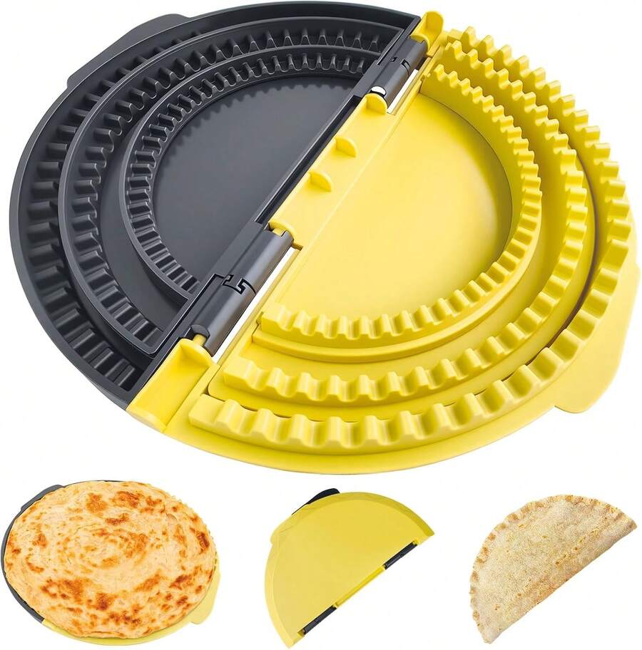 3-In-1 Tortilla Crimper And Sealer, Adjustable Quesadilla Crimper For 6"- 8"-10" Makes Sealed Tortillas, Quesadilla And Burritos, Dishwasher (Black & Yellow) - 查看 1