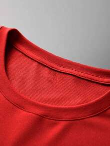 Disney Red Background Mickey Mouse Vertical Letter Polka Dot Background Print Baby Short Sleeve T-Shirt - Dynamic And Playful Casual Top - 紅色 - 查看 5