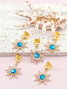 5pcs Baroque & Bohemian Style Hair Clips, Suitable For Girls In Music Festivals, Summer - Gold - View 2
