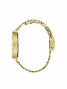 Guess Đồng hồ nữ sang trọng dây lưới vàng, viền đính đá, mặt số hình vuông bo tròn, máy quartz, phụ kiện thời trang cho tiệc tùng, hẹn hò, quà tặng kỷ niệm. - Vàng - Xem 9