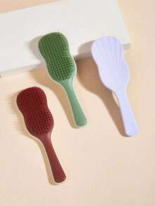 1把防缠绕梳，带防滑手柄和头皮按摩功能，适用于卷发、直发、干发或湿发，学生及旅行必备品 - 多色 - 查看 4
