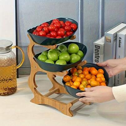 2/3 Tier Fruit Rack Snack Organizer Tray, Decorative Rack - Plastic Fruit Bowl Set, Suitable For Kitchen And Dining Room - Multi-Layer Fruit, Snack And Dessert Platter - Christmas Gift