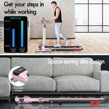 BLACK LORD Walking Pad, Treadmill For Home, LED Display, Running Machine With 2-Level Incline, 140KG Capacity, No Assembly - Pink - View 8