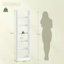 HaluPeit Bibliothèque, Étagère de Rangement, Meuble, Cube, pour Salon, Bureau, Chambre, Style Scandinave, 24 x 50 x 183 cm, Blanc - Blanc - Voir 7