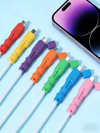 3pcs/Set Random Color Charging Cable Protector Kit, Including Cable Organizer Clip, Cable Sleeve, And Cable Sheath. Suitable For USB-C Laptops, Tablets And Phones