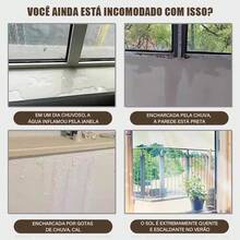 Toldo de Policarbonato para Porta e Janela Preto ou Branco 60x120 60x160 60x200 Cobertura Anti UV Proteção Contra Sol e Chuva Estrutura Reforçada Plástico-Aço Resistente Winda - Branco - Visão 3