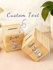 Customized Piggy Banks, Personalized Wooden Gifts With Children's Names, Storage Boxes Including Custom Coin Purses, Cute Animal And Floral Patterns, And Personalized Birthday Gifts. Multi-Purpose Home Decor Gifts Suitable For Children, Rooms, Offices, Or As Gifts; Also Suitable As Room Decor, Piggy Banks, Birthday Surprise Boxes, Baptismal Boxes, Servant Boxes, Etc. - Multicolor - View 1