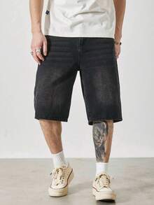 Quần short denim đen phong cách đường phố thường ngày, thời trang dành cho thiếu niên nam. - màu đen - Xem 7