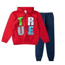 Children's/Teenagers' Winter Fleece Set (Ages 2-14) With Zipper And Hood - Merah - View 4