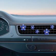 5 piezas Clip de salida de aire del coche en forma de flor con diseño de diamante de imitación artificial cristal - azul real - Ver 8