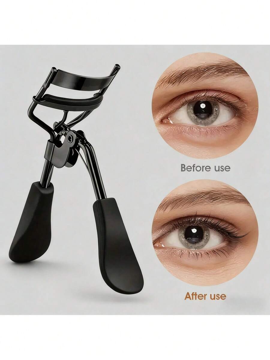 1pc Partial Eyelash Curler, Precise Lash Shaping, Compact Stylish Design, Sturdy Stainless Steel, Makeup Tool For Daily Use - 黑色 - 查看 1