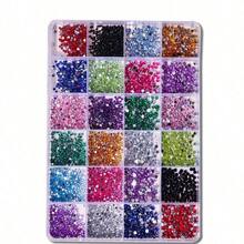 24-Grid Nail Charms Hotspot, Flat Bottom Resin Neon Electroplated Ab Resin Diamond Nail Decorations, 2Mm Diamond, 3Mm Diamond Nail Supplies Nails Nail Gems Nail Rhinestones - 彩色 - 查看 3