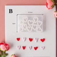 10件套盒装迷你心形情人节粘土耳环制作套装，包含软粘土模具和切割机，适用于珠宝制作、项链和耳环粘土工具 - 白色 - 查看 10