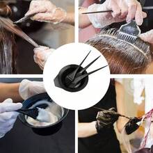 7 Stücke/Set Bleich- und Färbewerkzeuge - Tönung Pinsel, Haarfärbe Pinsel, Mischstab, Färbeschale, Kamm, Färbeschale, Einweghandschuhe - Schwarz - Übersicht 11