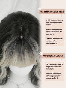 NAMM 14英寸灰银色短卷发假发，高密度150%，玫瑰网帽，高温丝滑合成纤维，适合日常佩戴、樱花庆典、派对、街头风、摄影等多种场合——女孩礼物假发配件 - 挑染白色 - 查看 7