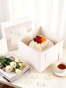 1/2 Cake Boxes 10 Inch, 10x10x8 Inches Tall Cake Box With Large Window Transporting Cakes, Cookies, Pies, Cupcakes, And Pastries, Weddings, Birthdays, And Special Occasions - View 11