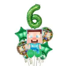 10pcs Themed Number Balloons Set, Pixel Style Steve Design, Birthday Party Decorations, Wall Backdrop - View 16