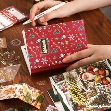 Christmas Series Stationery Gift Set, Happy Christmas Retro Stickers Notebook Memo Pad - 1 Set - View 5