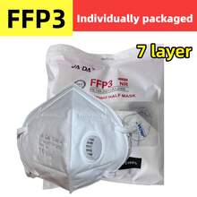 Mască facială unisex FFP3, ambalată individual, protecție cu 7 straturi, confortabilă pentru purtare prelungită, clemă nazală reglabilă și burete pentru o potrivire îmbunătățită, oferă protecție facială de înaltă calitate, potrivită pentru prelucrarea lemnului, alergare, drumeții, adunări, ciclism, pictură și alte activități. - A - Vizualizare 2