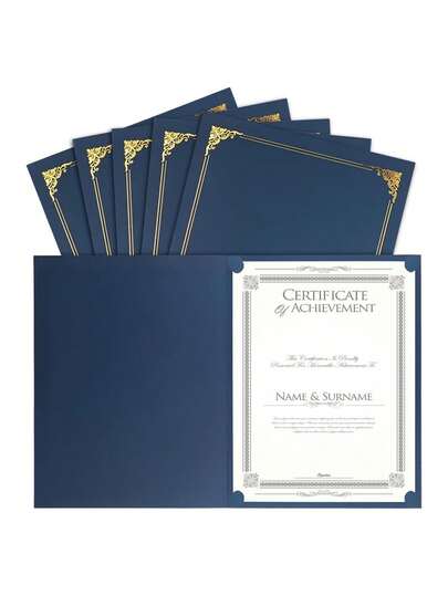 Bộ 6 bìa đựng bằng tốt nghiệp trang nhã, chất liệu giấy bền chắc màu xanh hải quân, phù hợp để đựng bằng tốt nghiệp, chứng chỉ, giải thưởng, lưu trữ tài liệu, trong mùa tốt nghiệp, ảnh tốt nghiệp, lễ tốt nghiệp, những khoảnh khắc vinh danh (Bộ 1/3/6 chiếc)