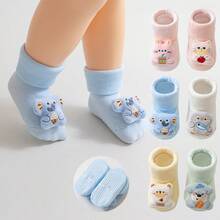2 Pairs 2026 Spring A-Class Cotton Cartoon Baby Socks, Soft & Skin-Friendly Newborn Infant Rattle Socks - Multicolor - View 1