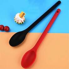 1pc Heat-Resistant Silicone Long Handle Mixing Spoon - Non-Stick Kitchen Utensil For Convenient Cooking - Multicolor - View 9