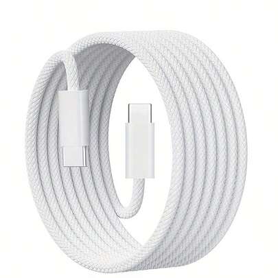 White Braided Nylon Fiber 60W USB C To USB C Charging Cable, Compatible With IPhone 17/16/15/15 Pro/15 Pro Max/15 Plus, Pro, Air5, Air And Other Devices, Also Compatible With Samsung And Other Brands, Supports 60W Fast Charging, Comes With USB C To USB A And USB C To USB C Adapters, Women's Day Gift Birthday Celebration