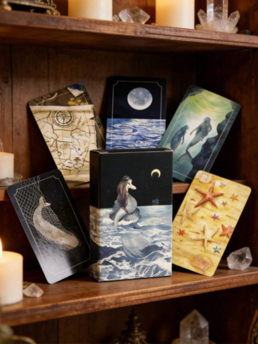 Bộ bài tiên tri Dreaming Waves, 60 lá, tiếng Anh, kích thước khoảng 10.3x6cm, bài bói toán lãng mạn, thích hợp cho các lễ hội, đám cưới, lễ hội âm nhạc, Halloween, Giáng sinh, Ngày Valentine, Ramadan, Lễ Phục sinh, Ngày Cá tháng Tư. - 1 cái - Xem 1