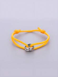 1pc Handmade Adjustable Stainless Steel Triple Circle Hollow Thin Bracelet, Unisex Couple Gift (Slight Color Difference May Exist Between Actual Product And Image Due To Lighting And Angle During Photography) - Silver - View 15