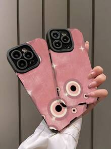 1个时尚粉色闪光星空恶魔眼竖条纹仿皮软保护手机壳，适合作为生日/节日礼物送给朋友、家人、情侣，兼容 17/17 Air/17 Pro/17 Pro Max、16/16 Plus/16 Pro/16 Pro Max、15/15 Plus/15 Pro - 彩色 - 查看 4