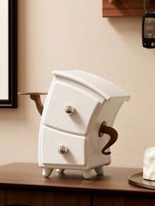 Creative And Funny Desktop Storage Cabinet,Cute Storage Box With Compact Organizer With Golden Knob, Multi-Purpose Decorative Storage Box, Space-Saving Design,Adorable Tabletop Organizer With Two Drawers & Sturdy Legs, Perfect For Desk Or Vanity Use, - Multicolor - View 7