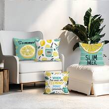 4 vỏ gối trang trí chủ đề chanh mùa hè, in một mặt, thích hợp cho phòng khách, ghế sofa, phòng ngủ. Không bao gồm ruột gối. - Nhiều màu - Xem 11