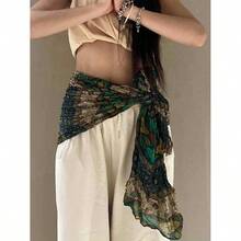 1 Pc Jazz Dance Hip Cover, Hip Scarf, Exotic  Shawl, Scarf, Multi-Functional Belt Accessory, Vintage Niche Waist Chain, Perfect Mother'S Day Gift - 異國咖色長巾 - 查看 7