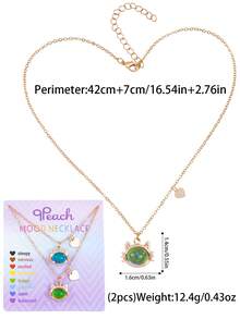 Bộ 2 mặt dây chuyền hình mèo, trái tim, khủng long, rùa, hoa, dứa dễ thương, đổi màu theo nhiệt độ, dành cho bé gái, quà tặng cho bạn thân. - Nhiều màu - Xem 3