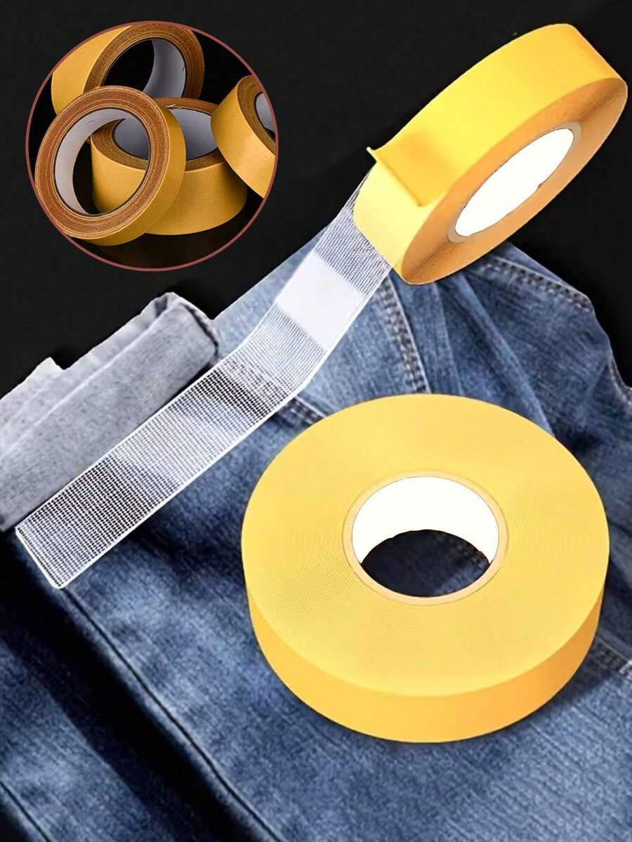 双面织物胶带，适用于墙壁、玻璃和金属，防水，适用于手工制作，室内外均可使用，透明，对织物、石膏板和木材具有强力粘合力，适用于无缝自粘衣物修补贴片。 - 黃色 - 查看 1
