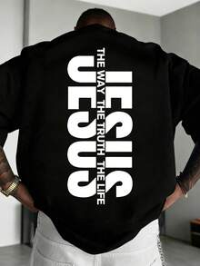 Zrgoth Men's Casual Versatile Minimalist American Style English Slogan Element Short Sleeve T-Shirt - Black - View 2