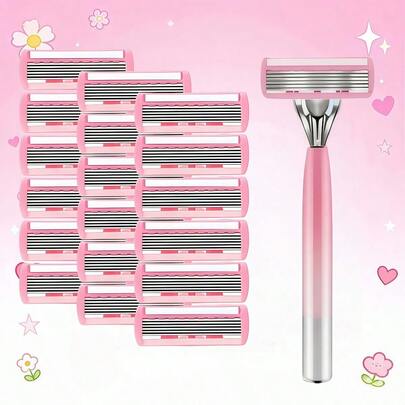 Barbeador de feminino roxo com 6 camadas - Lâmina reutilizável e sem fragrância, para um barbear suave de pelos do corpo, pernas e barba.