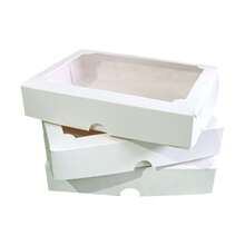 Caixas com visor transparente para doces goumert, donuts, pão de mel, trufas, bombons, sabonete artesanais e mimos,18cm, duplex 250g, cor branca embalagens 40 peças - Visão 4