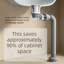 Kit de desagüe de fregadero emergente y abatible para cocina y baño, desagüe universal de lavabo con salida recta y lateral, reemplazo ahorra espacio - A - Ver 2