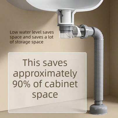 Kit de desagüe de fregadero emergente y abatible para cocina y baño, desagüe universal de lavabo con salida recta y lateral, reemplazo ahorra espacio