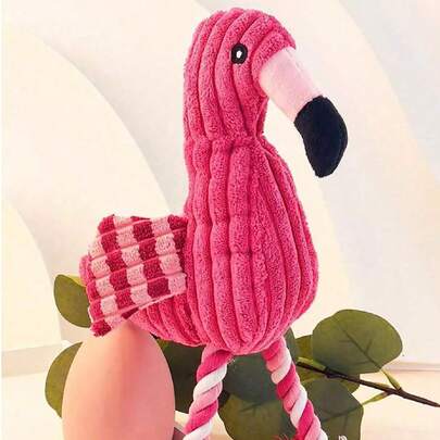 1pc Pink Flamingo Pet Toy, Squeaky Chew Toy With Sound For Puppies, Made Of Soft & Durable Plush Fabric, Interesting Interactive Design To Help With Teething And Puzzle Solving, Velvet Fabric With Vibrant Flamingo Design, Great Companion For Dogs