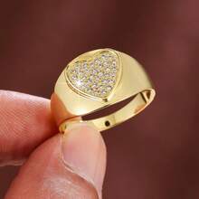 1pc Elegant Heart-Shaped Design Cubic Zirconia Inlaid Women's Ring, Holiday Gift - Multicolor - View 7