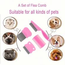 4-Piece Flea And Tick Comb, Dog And Cat Grooming Comb, Hair Grooming Set, Suitable For Small, Medium And Large Pets - Multicolor - View 5