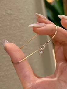 1pc 18K Gold Plated Stainless Steel Bubble Snake Bone Round Diamond Bracelet, Delicate Luxury Niche Design, Suitable For Daily Wear, 2026 New Arrival - Snake Bone Round Diamond Bracelet - View 1