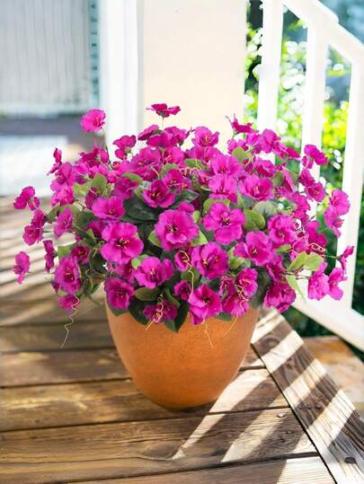 MEHELANY 1Pc 16.3" Hibiscus Artificial Flowers Plants For Outdoors Summer Decoration, Fuchsia Fake Silk Hibiscus Bouquet Realistic Resistant Tropical Flowers Artificial For Outside Planter Front Door Porch Patio, Outdoors Indoor Spring Flowers Artificial Flowers, Home Wedding Centerpieces Garden Decor, Pot Hanging Basket Porch Decoration, Cemetery Flowers