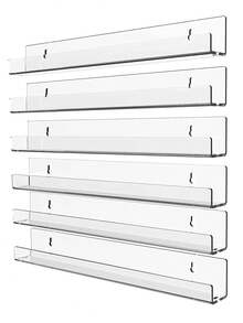 2/4pcs Acrylic Invisible Floating Bookshelf, Wall-Mounted Display Rack For Room, Modern U-Shaped Wall Shelf For Books, Photos, Vinyl Records - Clear - View 1