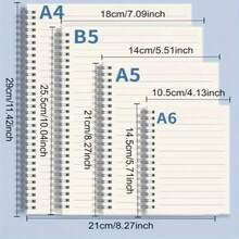 A6/A5/A4 螺旋笔记本 - 80 张/160 页，横线和方格设计，加厚 PP 装订，双线圈装订，耐用封面，简约便携，适合学习、工作、日记、旅行 - 小型记事本、素描本、办公和学生使用 - 均碼 - 查看 4