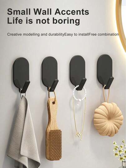خطاف خلف الباب لاصق قوي، خطاف لاصق بدون ثقب، خطاف لاصق، مع خطافات حائطية فاخرة وعملية ذات تصميم أنيق، خطافات لاصقة ثقيلة الوزن مقاومة للماء لتعليق المعاطف والملابس والنباتات وأدوات البستنة والأواني المطبخية والمقالي والأواني والأدوات والملاعق