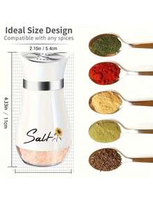 (Set Of 2 Jars) Salt And Pepper Seasoning Jar Set, 4 Ounces (About 113.4 Grams) Glass-Bottom Salt And Pepper Seasoning Jars, With Stainless Steel Lids, Suitable For Kitchen Cooking Tables, RVs, Camping, Barbecues. Seasoning Bottles. Salt And Pepper Bottles - Multicolor - View 5