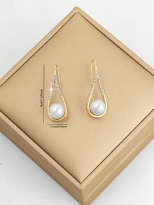 1 Pair Delicate Geometric Minimalist Niche Design Earrings, Versatile High-End Aesthetic (Random Diamond Quantity) - Multicolor - View 5